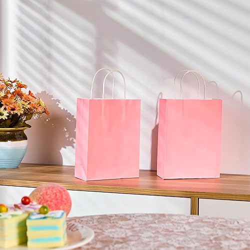 Miniatura 4 de SUNCOLOR Paquete de 24 bolsas pequeñas para recuerdos de fiesta, bolsas de regalo para fiesta de cumpleaños con asa (rosa)