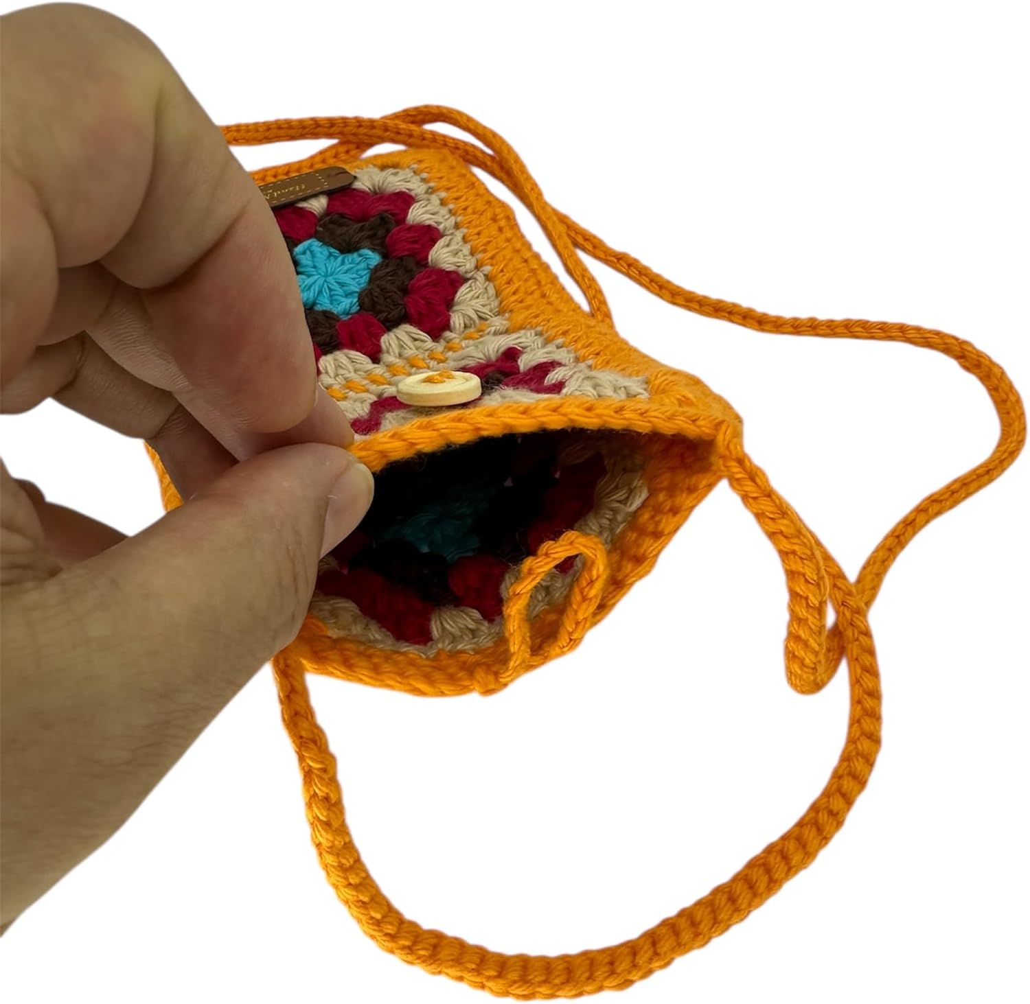 Handmade Women's Phone Bags, Woman's Gift Phone Bag, Crossbody Phone Bags, Cotton and Acrylic Yarn Knitted Colorful Phone Bag - Image 6