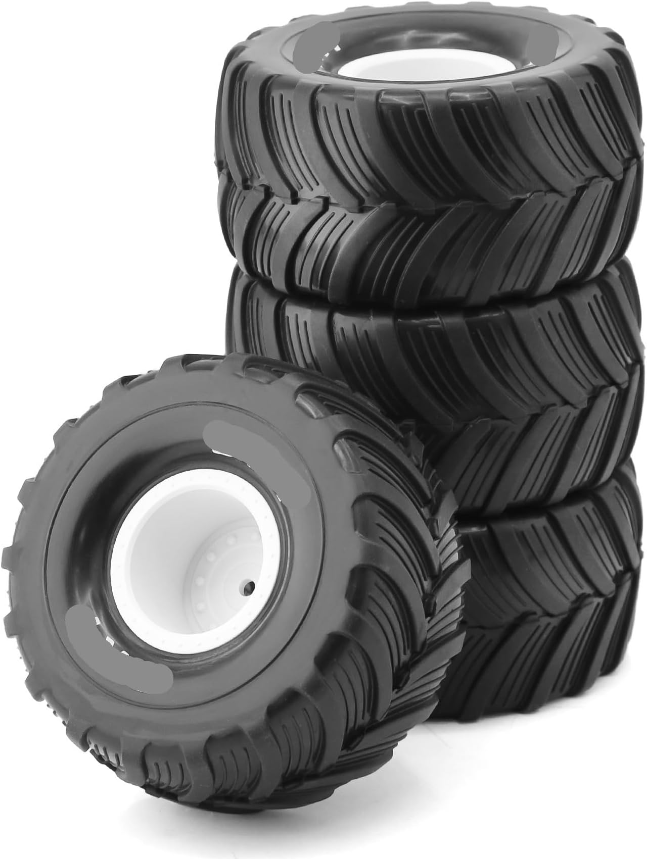 4pcs 100mm 1/10 Buggy Tires Wheel 12mm Hex for 1/18 Losi Mini LMT RC Car Upgrade Parts(WHITE)