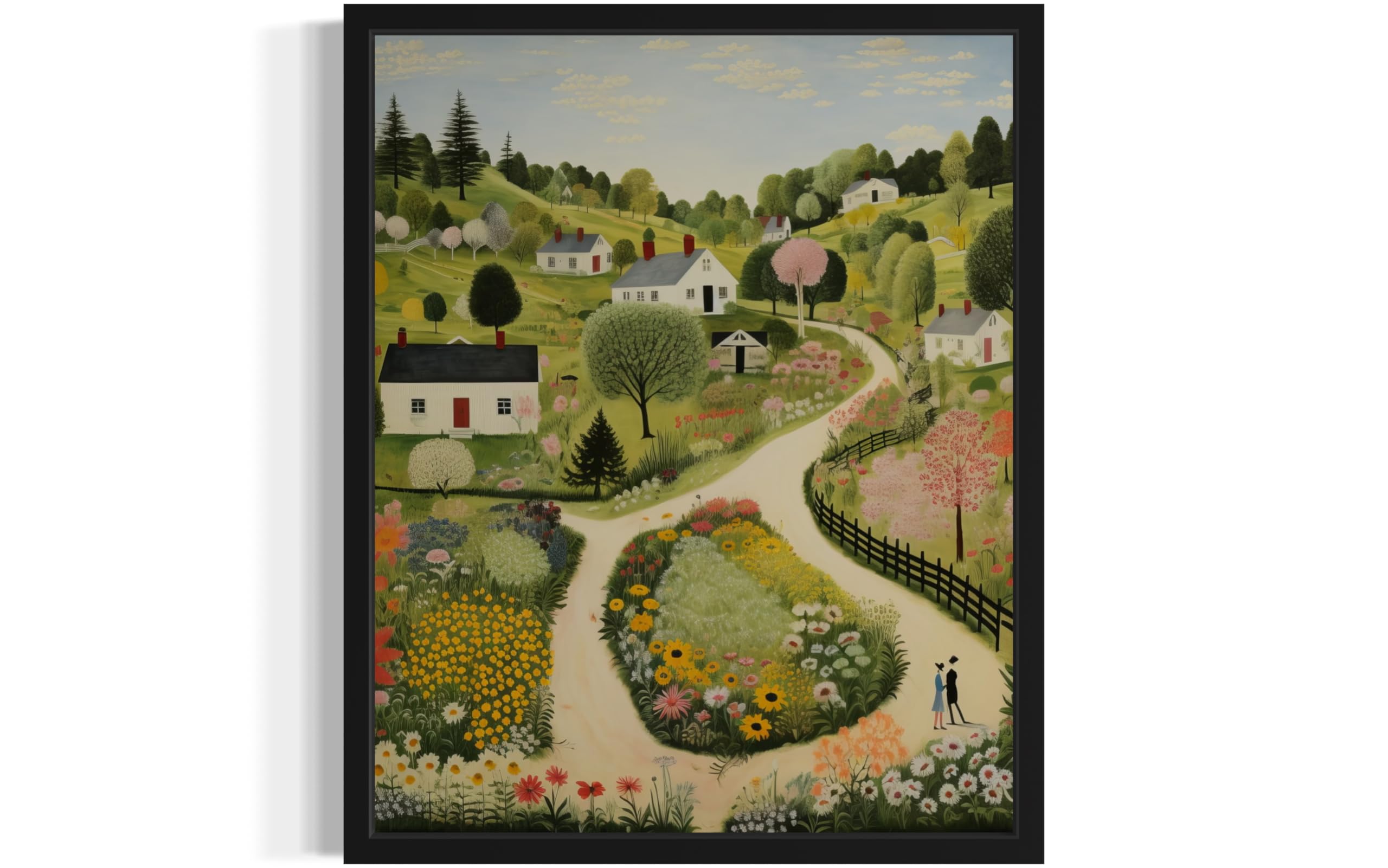 Lovers Road Wall Art Poster Print, Scenery Landscape American Folk Art, Naive Painting Decor Gallery 31 (Lovers Road, 8 x 10 inches, Unframed)