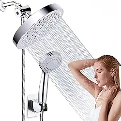 Kit Chuveiro Redondo Cromado de Alta Pressão com Ducha Manual Smart Removível, Filtro de Água, Instalação sem Furação, Mangueira Antivazamento 152cm