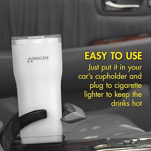 Miniatura 5 de Wagan EL6102 12V Travel Car - Taza térmica portátil de acero inoxidable de 16 onzas, tapa antiderrames, base antideslizante, calentador de café,
