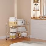 3 Rack de chaussures extensible Tier pour placard, plateau de chaussures en acier inoxydable, organisateur de chaussures de forte capacité de poids, facile à installer et à économiser Space Étagère debout avec cadre robuste(3 Niveau)