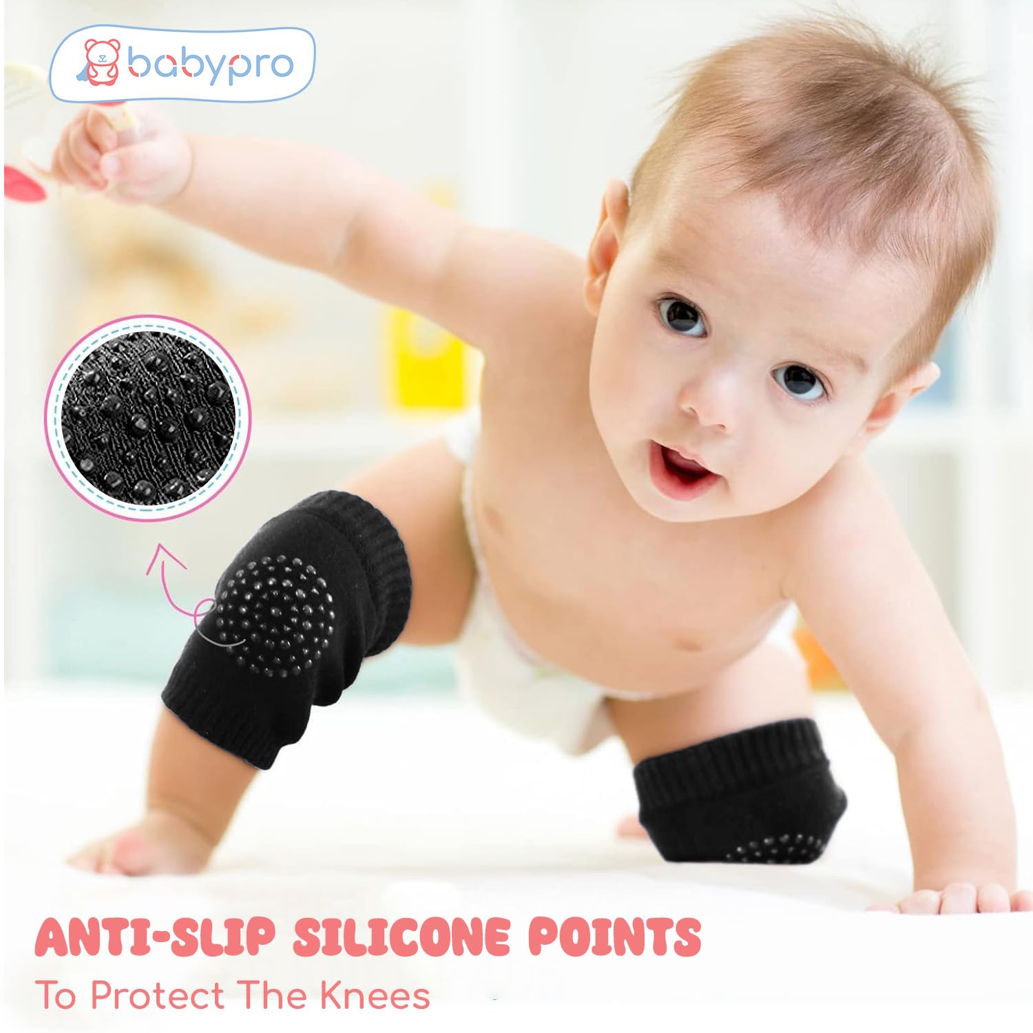 BabyPro Baby Knee Guard-Set of 2, Multicolour Knee Pad for Toddler Crawling