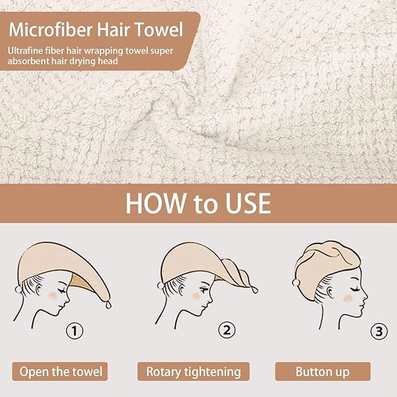 Bingobang Microfibre Hair Towel Wrap 3 Pack Hair Head Turban for Women
