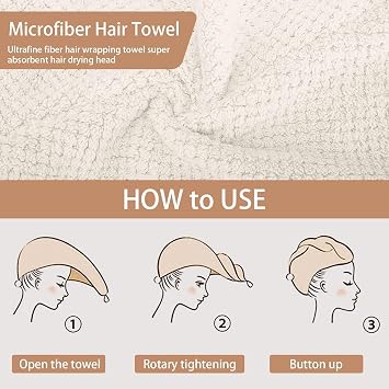 Bingobang Microfibre Hair Towel Wrap 3 Pack Hair Head Turban for Women