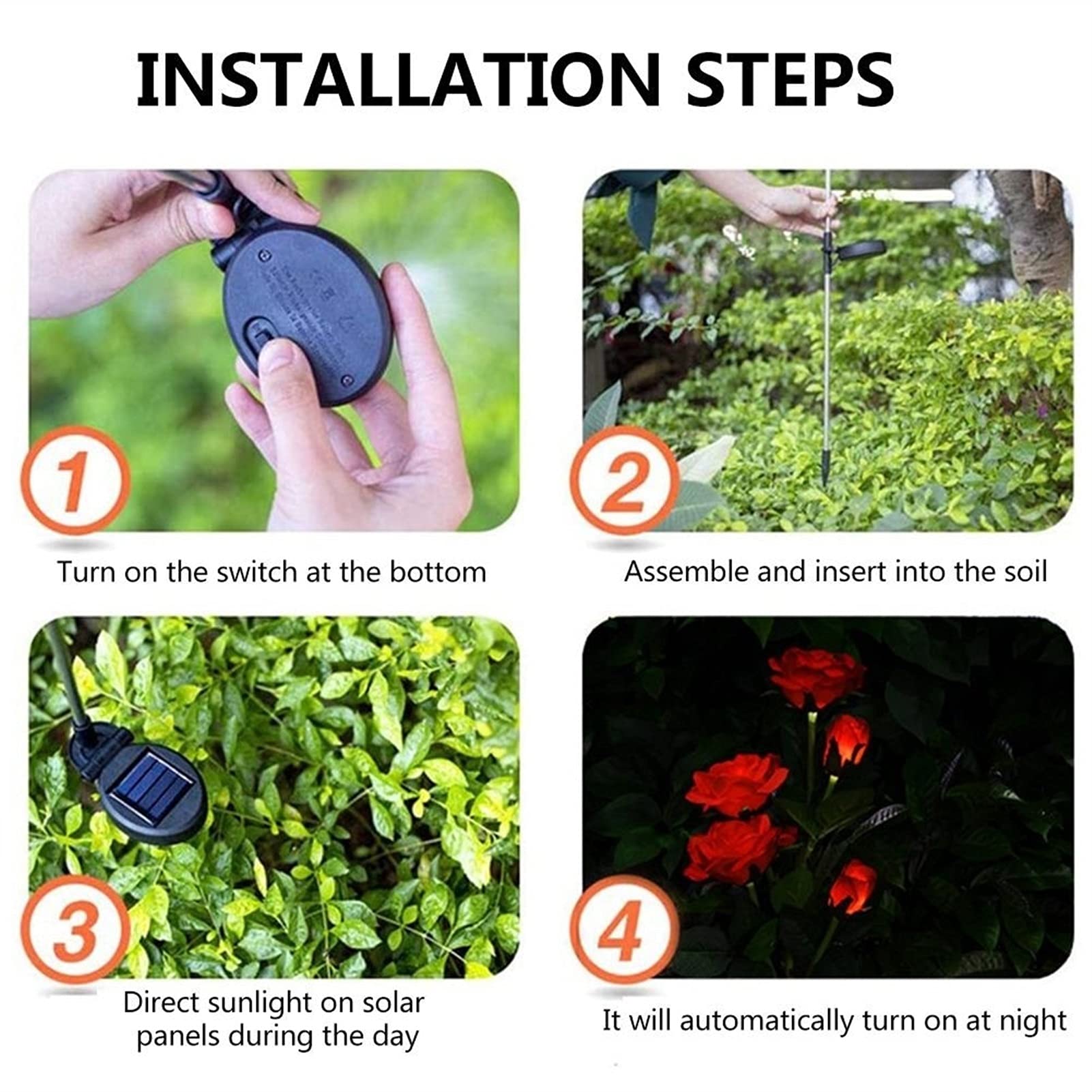 Luci solari da Giardino per Esterni, luci ad energia Solare con 3 LED a Forma di Fiore, luci solari a LED per Illuminazione paesaggistica da Giardino, lampade da Patio
