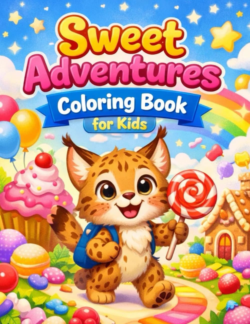 Sweet Adventures Coloring Book for Kids: Cute Lynx Animal Coloring Pages