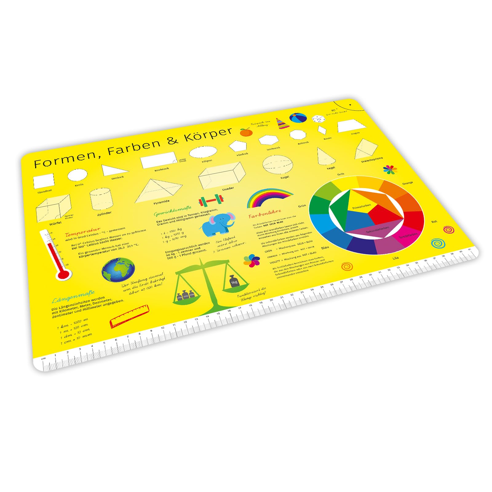 nikima Vinyl Tischset – Lernset für Kinder (Formen, Farben & Körper)