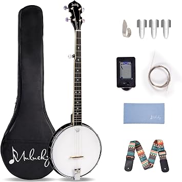Mulucky 5 String Open Back Banjo MB1107, 24 Brackets Remo Head Beginner Kit