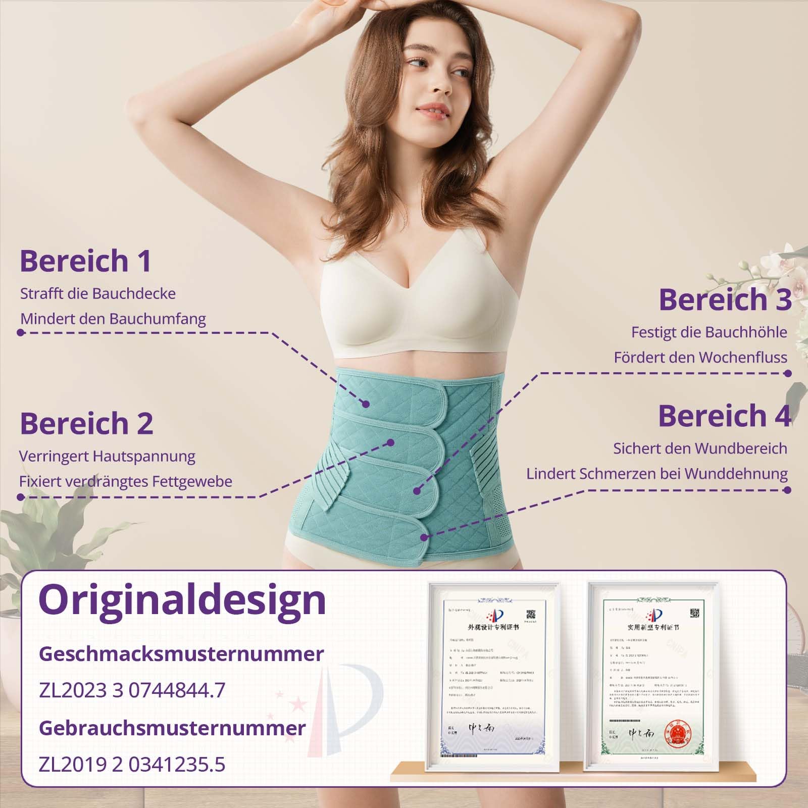 Fascia Post Partum con Cintura Pelvica – Supporto Addominale Regolabile per Parto Naturale e Cesareo – Modellante e Conformante per Vita Quotidiana e Sport (Grün, XL(60-70KG))