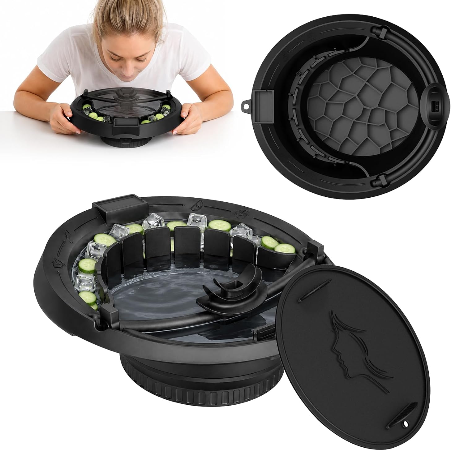 Silicone Face Ice Bowl with Breathing Tube, Built -in Filter Compartment