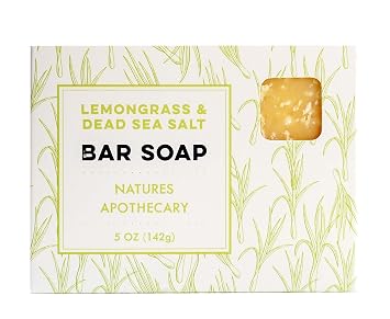 NATURES APOTHECARY Lemongrass & Dead Sea Salt Premium Bar Soap - Cold-Processed Castile Soap - Eco-Friendly, Vegan, Hypoallergenic, All-Natural, Handmade in USA by DAYSPA Body Basics