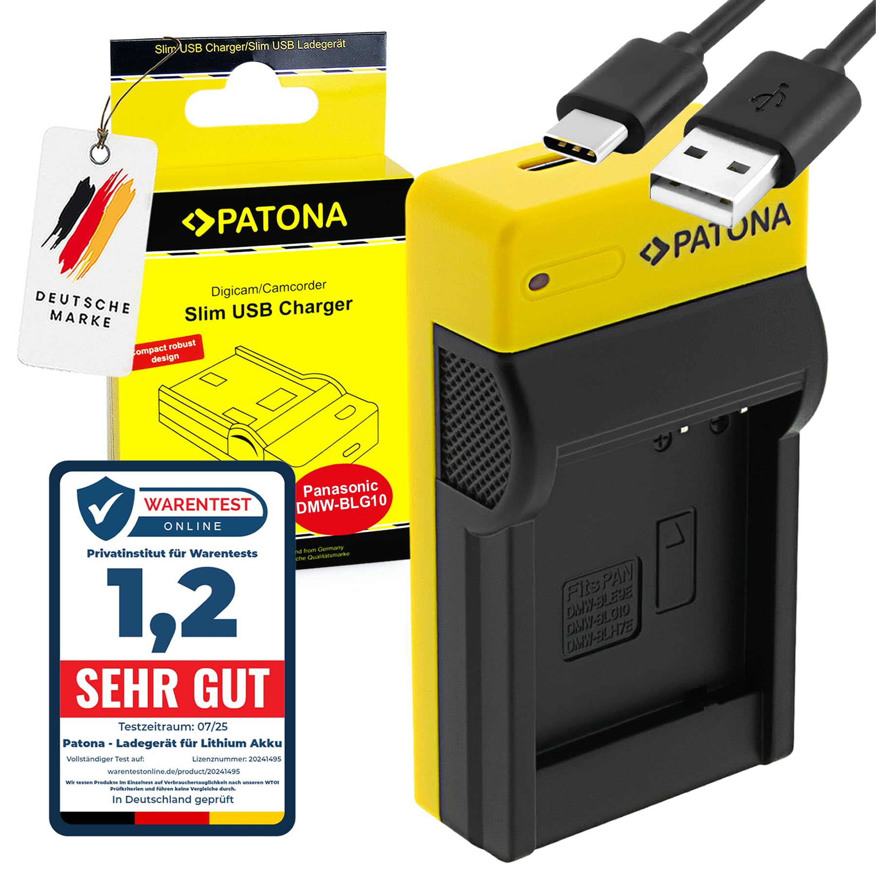 PATONA Slim Caricatore USB-C con Protect NTC Batteria Ricambio per Panasonic DMW-BLG10 BLG10E DMW-BLE9 BLE9E DMC-GF6 Compatibile con Panasonic DC-GX9 DMC-GF3 GF5 GF6 DMC-GX7 DMC-GX80 DMC-LX100