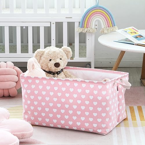 Miniatura 2 de Hinwo Paquete de 2 canastas de almacenamiento de tela de lona extra grandes con asas, contenedor de gran tamaño de 70 litros18.5 galones, caja