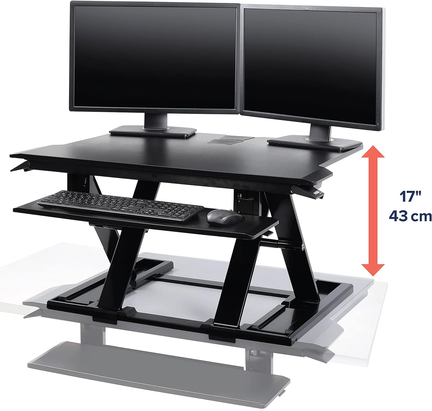 Ergonomic 32'' Black Standing Desk Converter with Keyboard Tray