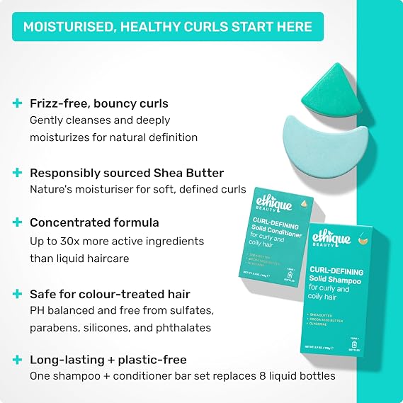 Ethique Curl-Defining Conditioner Bar with Shea Butter - Plastic-Free, Cruelty-Free, Vegan, 2.12 oz - Formerly Curliosity
