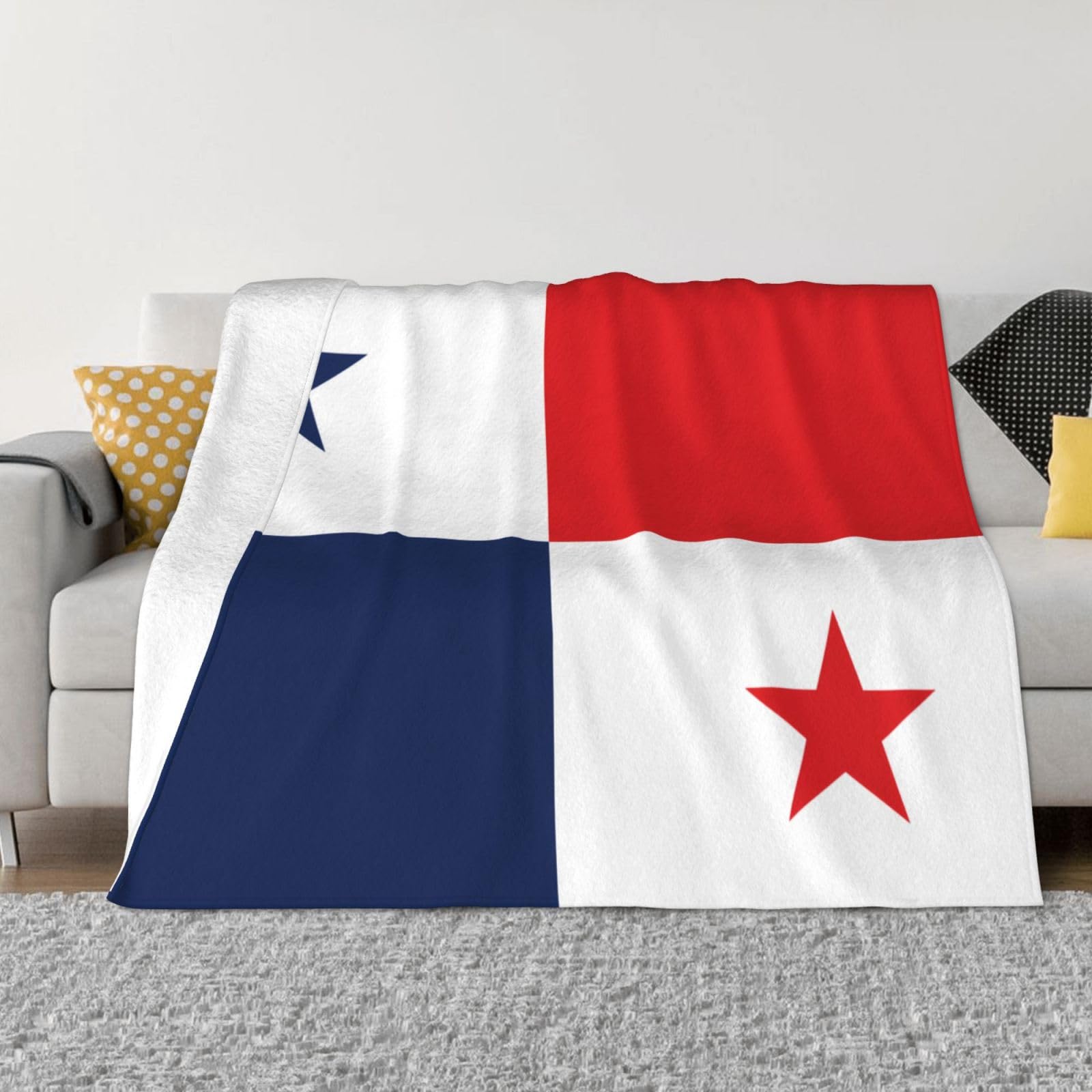 Manta de viaje portátil de 80 x 60 pulgadas, suave, resistente a las arrugas, plegable, exquisita bandera de Panamá