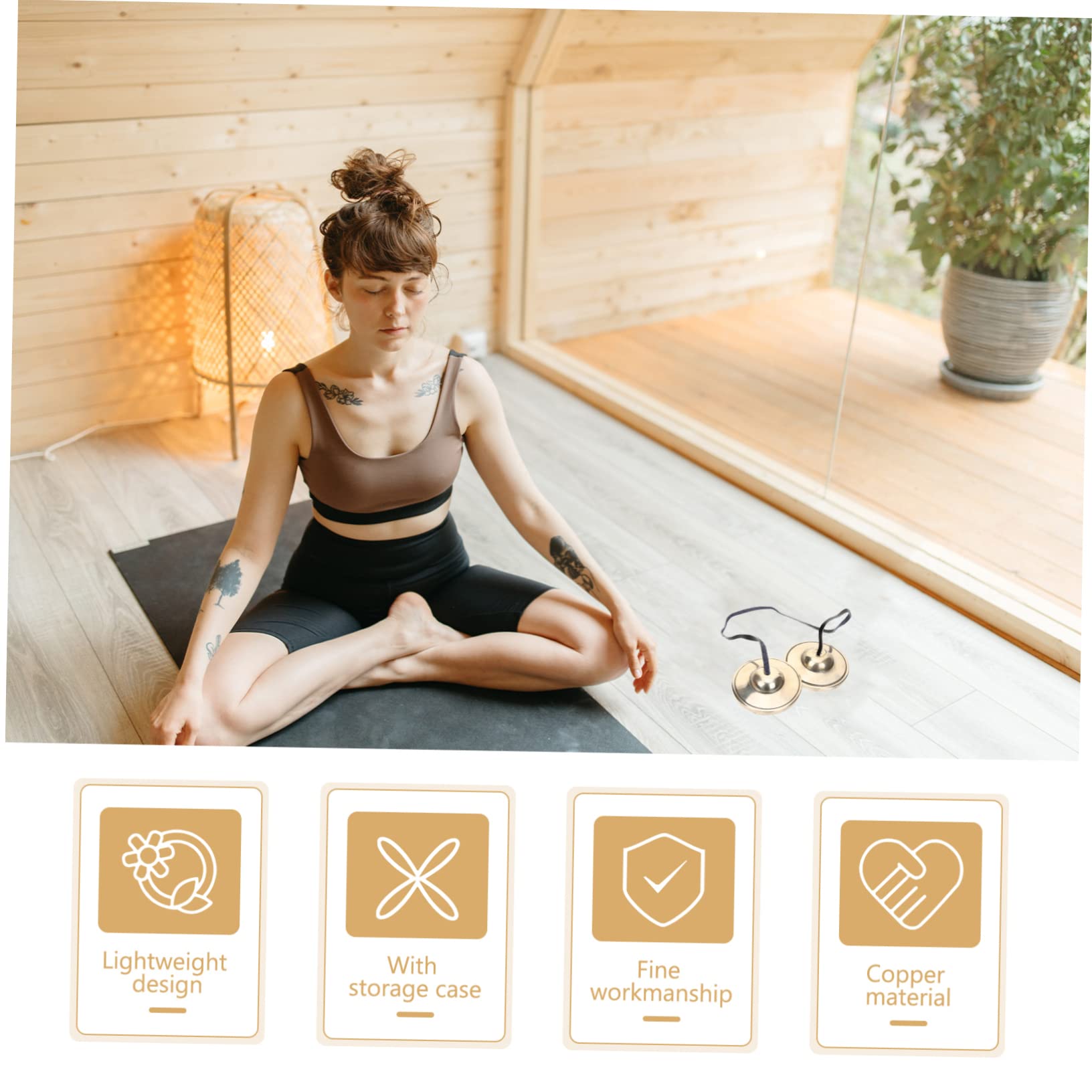 HEMOTON Yoga Meditation Bell Handmade Cymbals Bell Meditation Relax Instrument Toys Small Finger Instrument