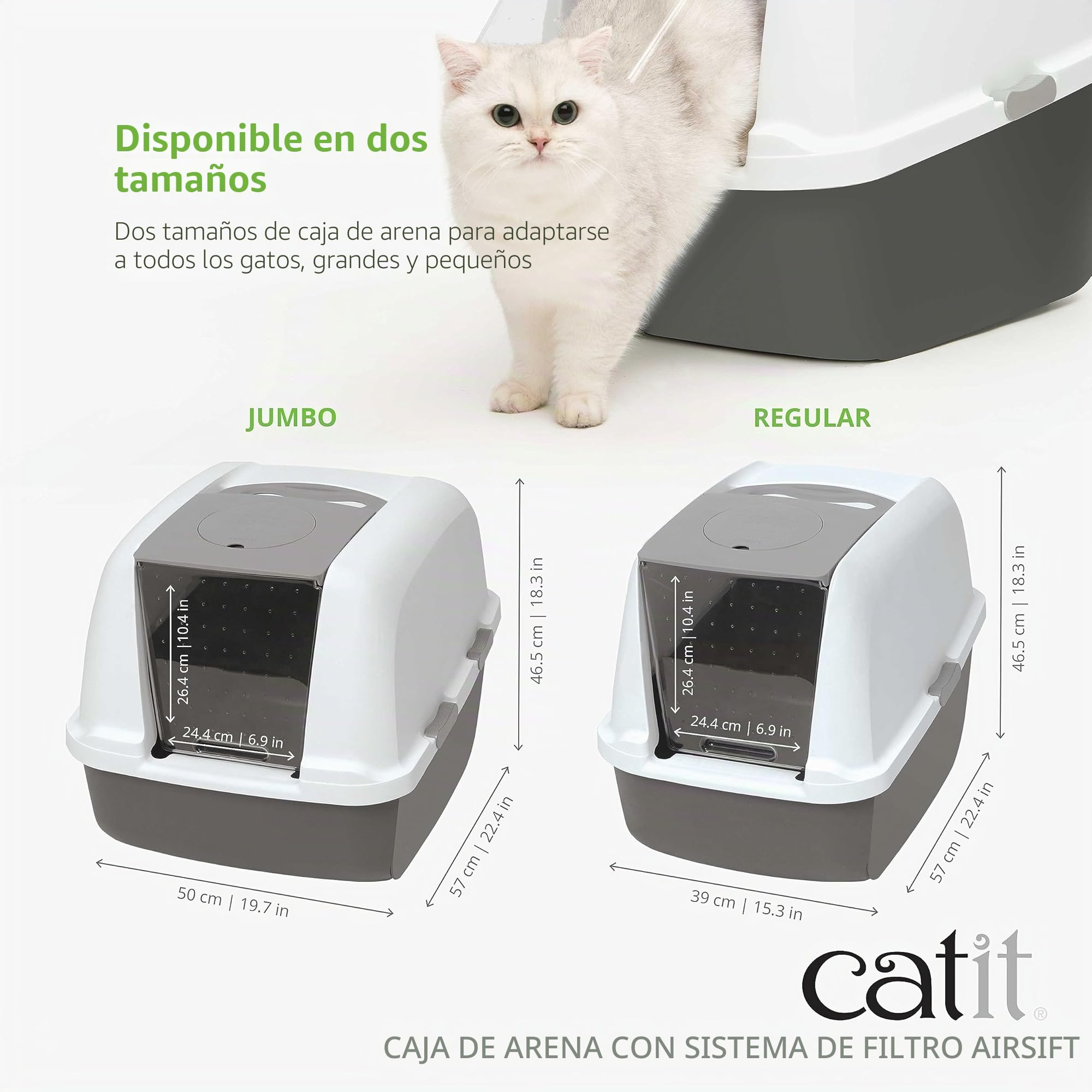 Catit Caja sanitaria 386841/92, con funda, blanca/gris, 54,5 x 41,5 x 46 cm (el producto puede variar)