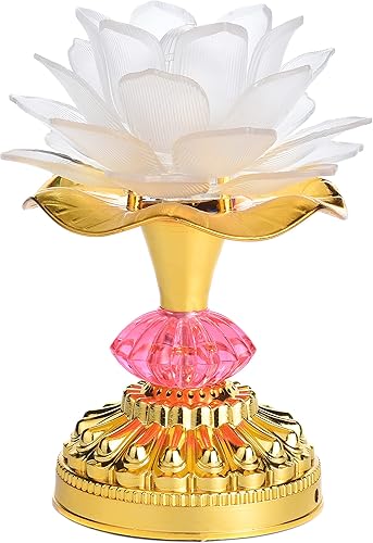 Lámpara budista LED colorida de loto, luz de Buda degradada para adoración, oración y exhibición, bajo consumo de energía, material ecológico para