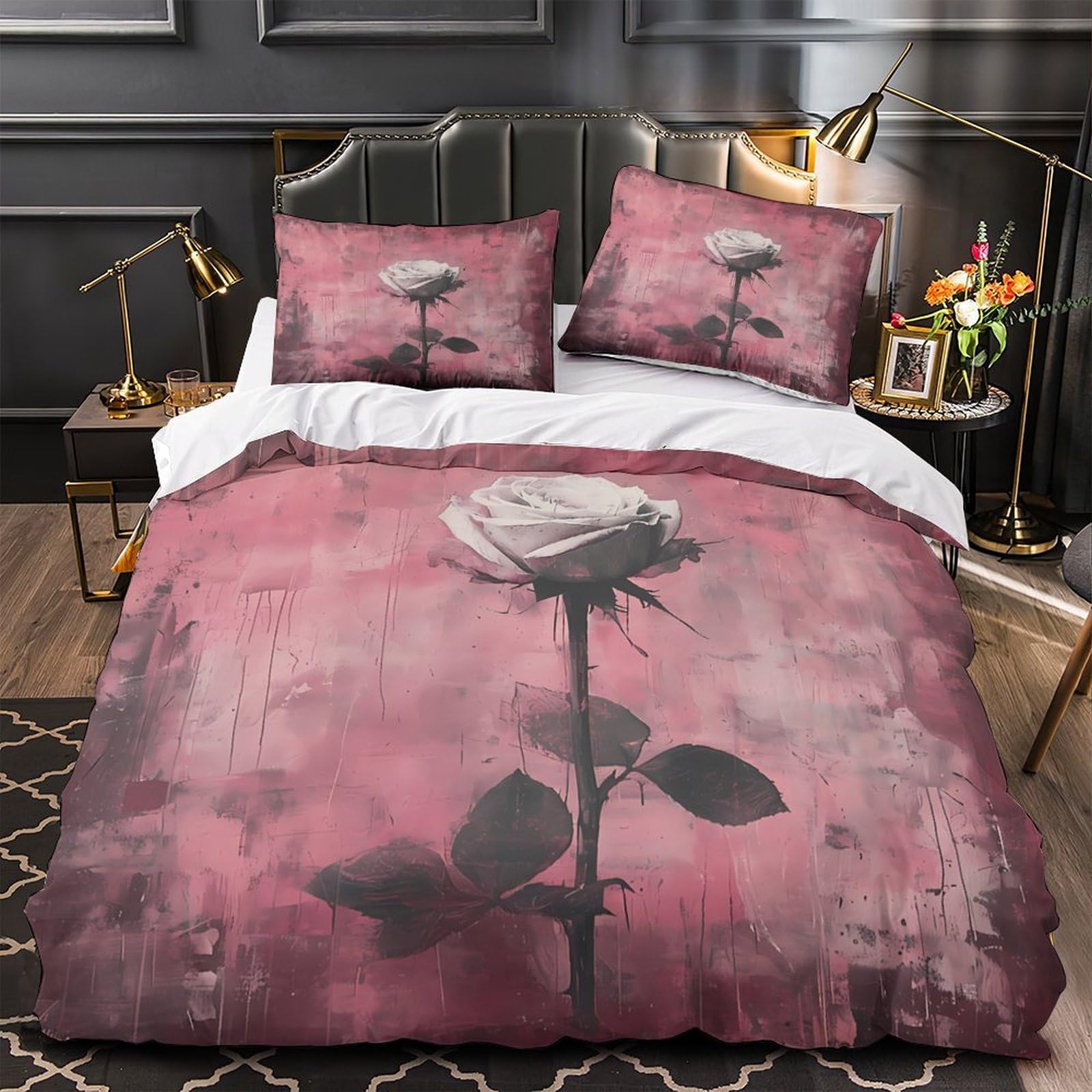 Housse de couette rose microfibre 140x200 parure de lit ado