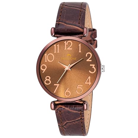Analogue Brown Dial Leather Strap Women's Wrist Watch