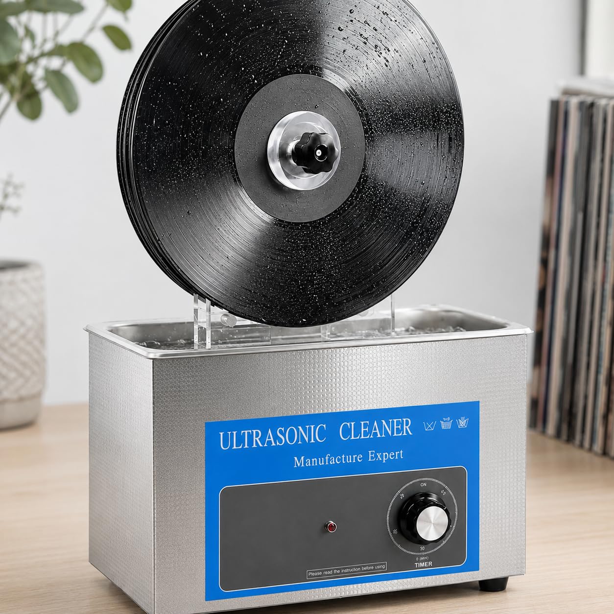 Ultradźwiękowa myjka 4L płyta winylowa, maszyna do czyszczenia 140 W | Czyszczenie 40 kHz z automatycznym obrotem, suszarką i regulowanym timerem 1-20 minut.