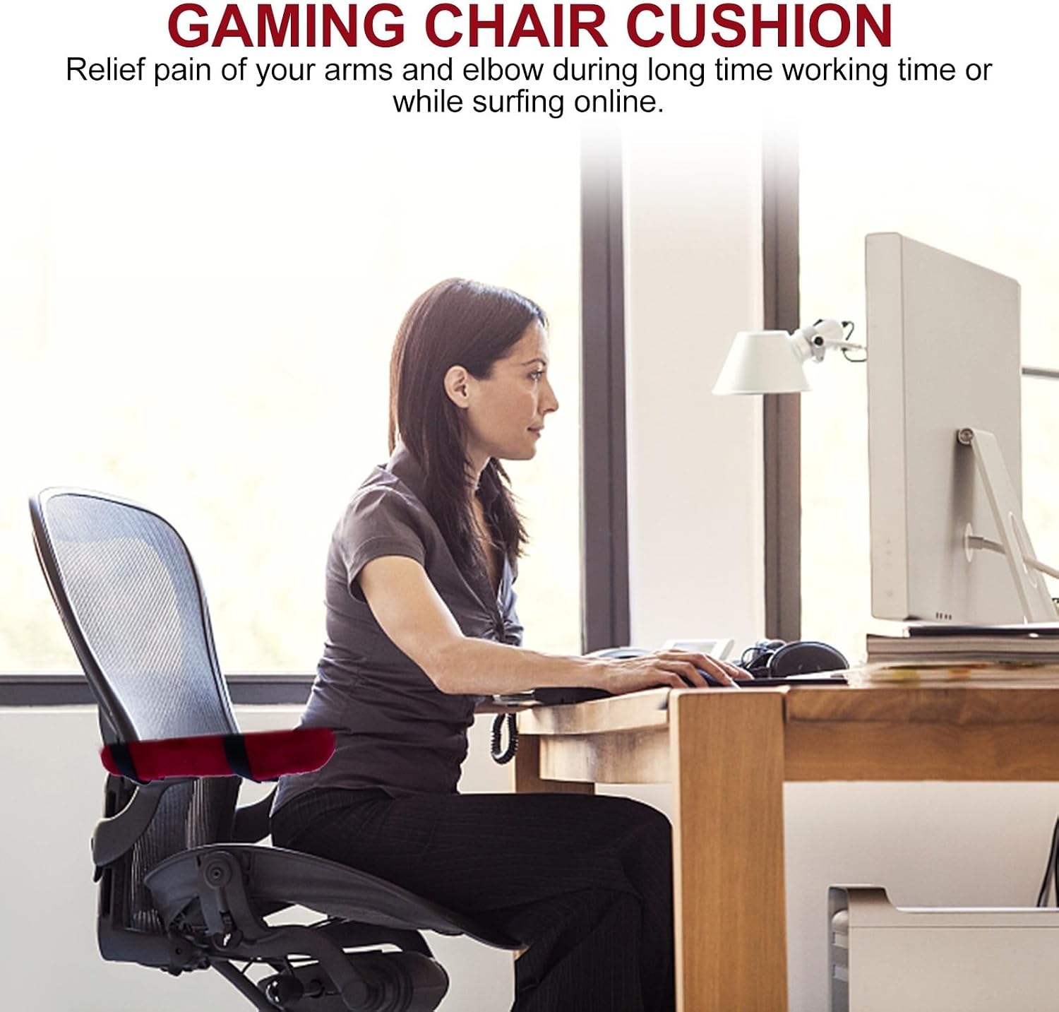 2pcs Chair Armrest Pad Memory Foam Polyester Support for Office Chair