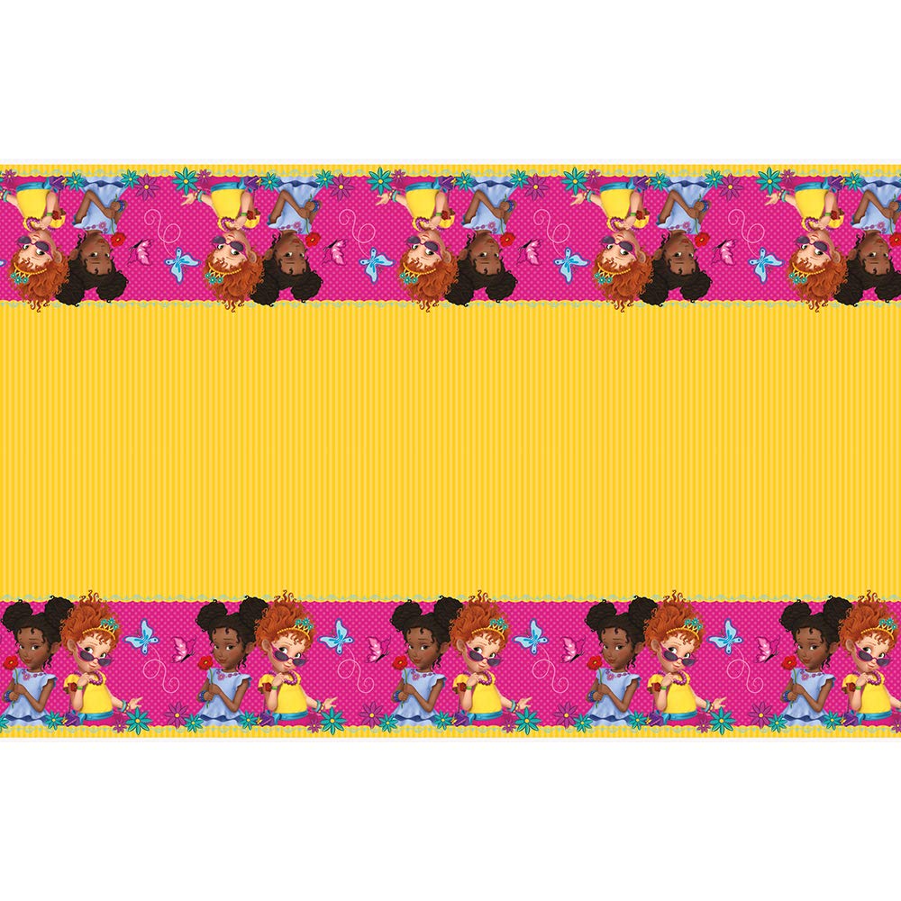 UniqueDisney Fancy Nancy Rectangular Plastic Tablecover - 1 Pc, pink/yellow/multicolor, "54""x 84"""