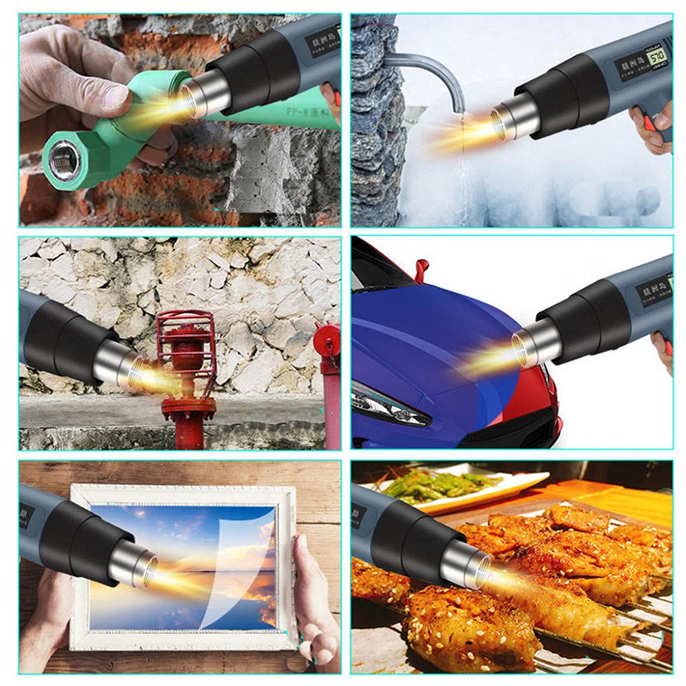 Décapeur Thermique, Pistolet à Air Chaud 2000W, Températures Réglables, 4 Buses pour Tuyaux de Décongélation/Décapage de la Peinture/Desserrage Des Carreaux de Sol, avec écran LCD Température