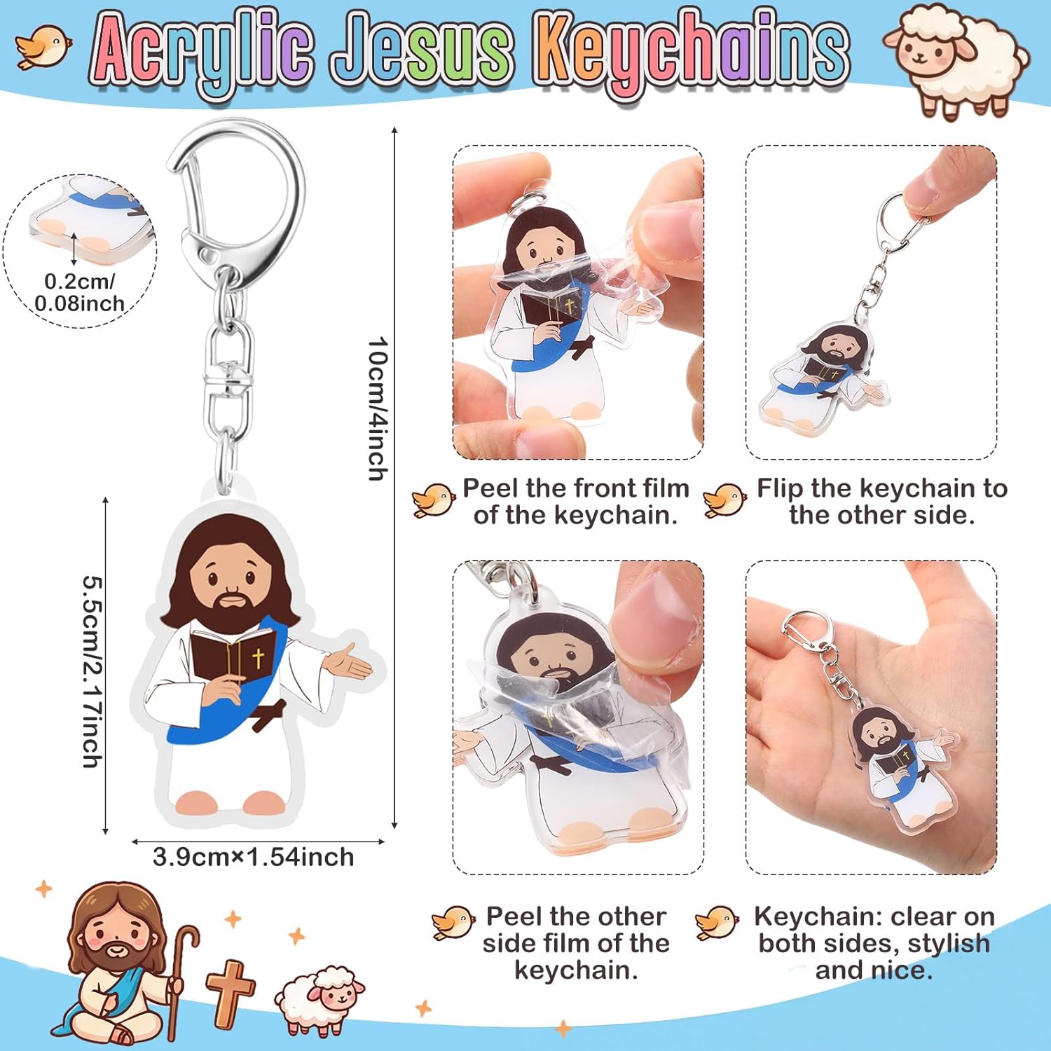Engrowtic 180 Pcs Easter Christian Jesus Party Favors Bible Verse Ballpoint Pen Bulk Easter Basket Stuffers Keychains Bookmarks Religious Church Gift for Sunday School Prize Vbs Baptism (12 Color)