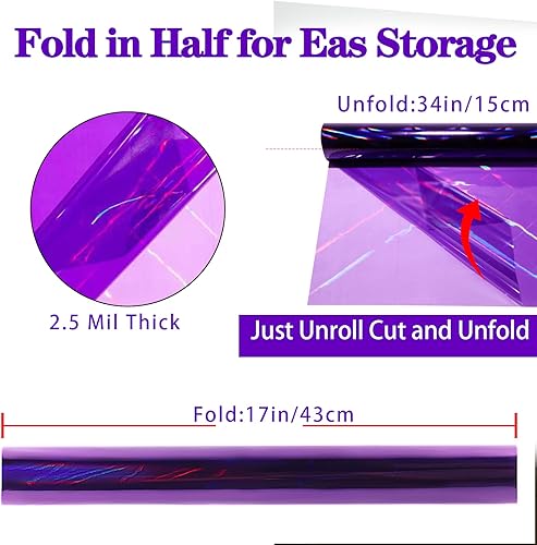 Miniatura 6 de CMFYHM Rollo de celofán iridiscente azul profundo I de 34 pulgadas de ancho x 50 pies de largo, violonchelo colorido, perfecto para cestas, regalos,