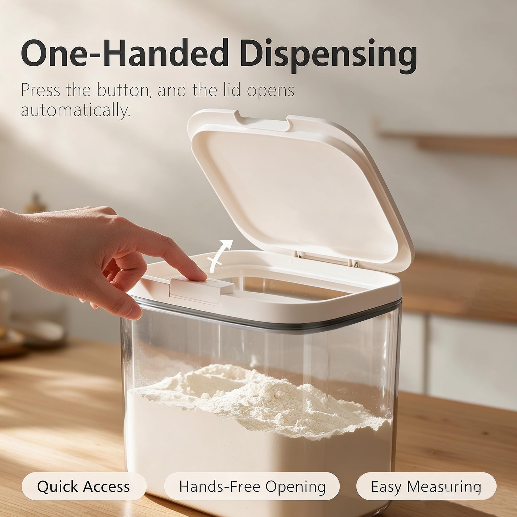 LivLab Contenedor de harina – Dispensador de harina grande de 5.5 L/5.81 qt/5 kg mantiene tu harina fresca y seca fácilmente con Kitchen Essential