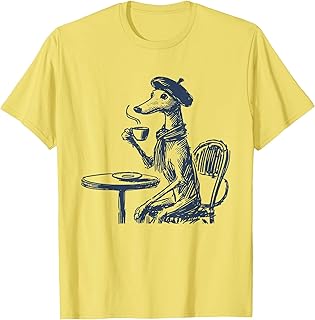 Italian Greyhound Whippet Iggy Paris Cafe Beret Coffee Dog T-Shirt