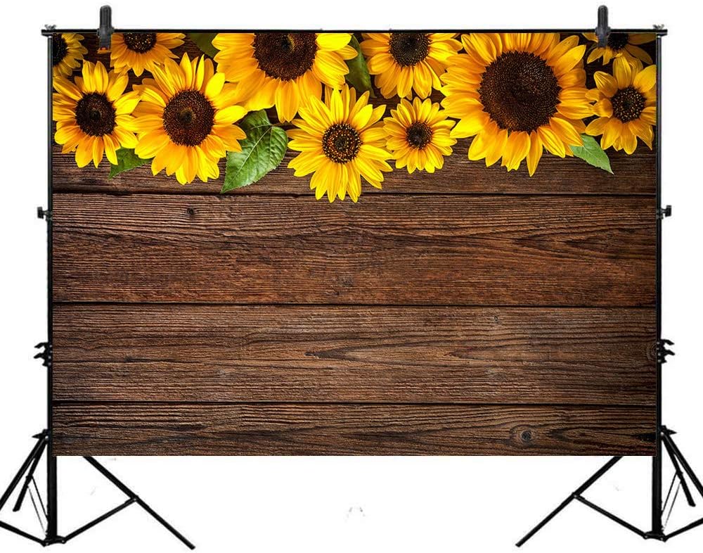 Avezano Rustic Sunflower Backdrop Vintage Wood Floor Sunflower Baby Shower Birthday Party Background 7x5ft Vinyl Newborn Baby Children Portraits Decors Photography Backdrops Photo Studio Props