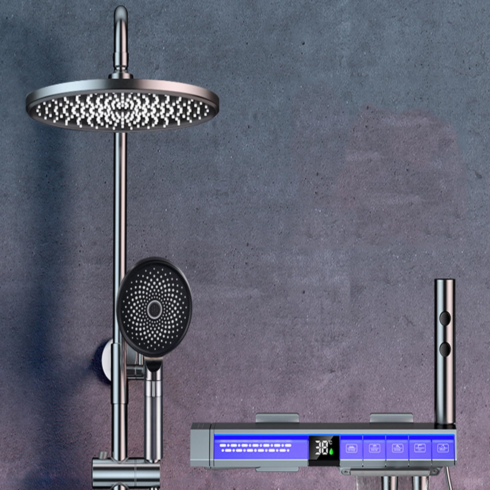 Colonne de douche réglable blanc carré avec mitigeur mélangeur