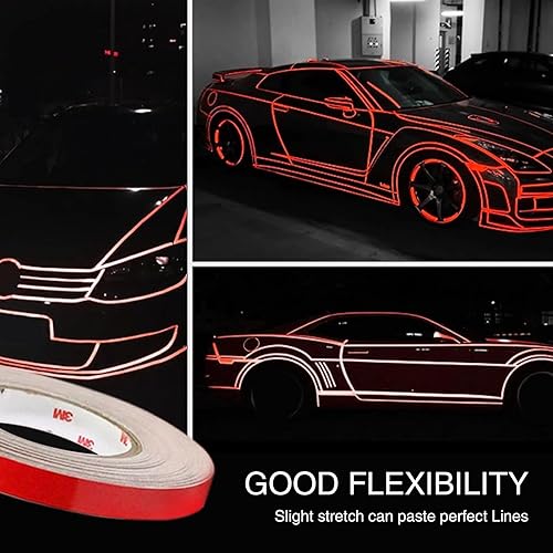 Miniatura 5 de 1 calcomanía de tiras adhesivas para llantas de carrocería de automóvil 3M con adhesivo, 16.4 pies x 0.3 pulgadas, reflectantes, impermeables, de