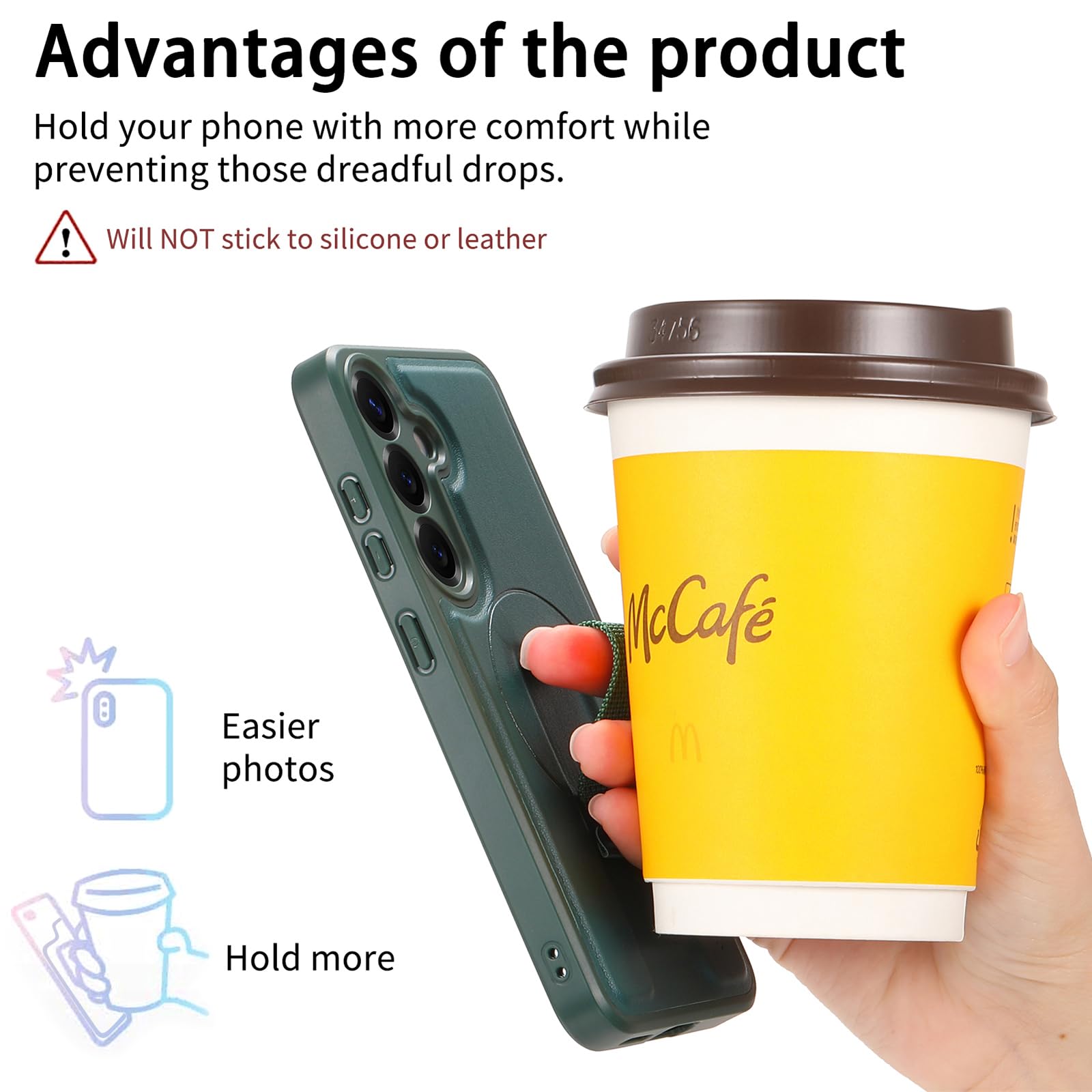 COQUE Samsung Galaxy S26 Plus Magnetic Wallet Case With Elastic Wrist Strap, Zintegrowany uchwyt na karty i regulowany uchwyt, Odporna na wstrząsy osłona ochronna - Zielony