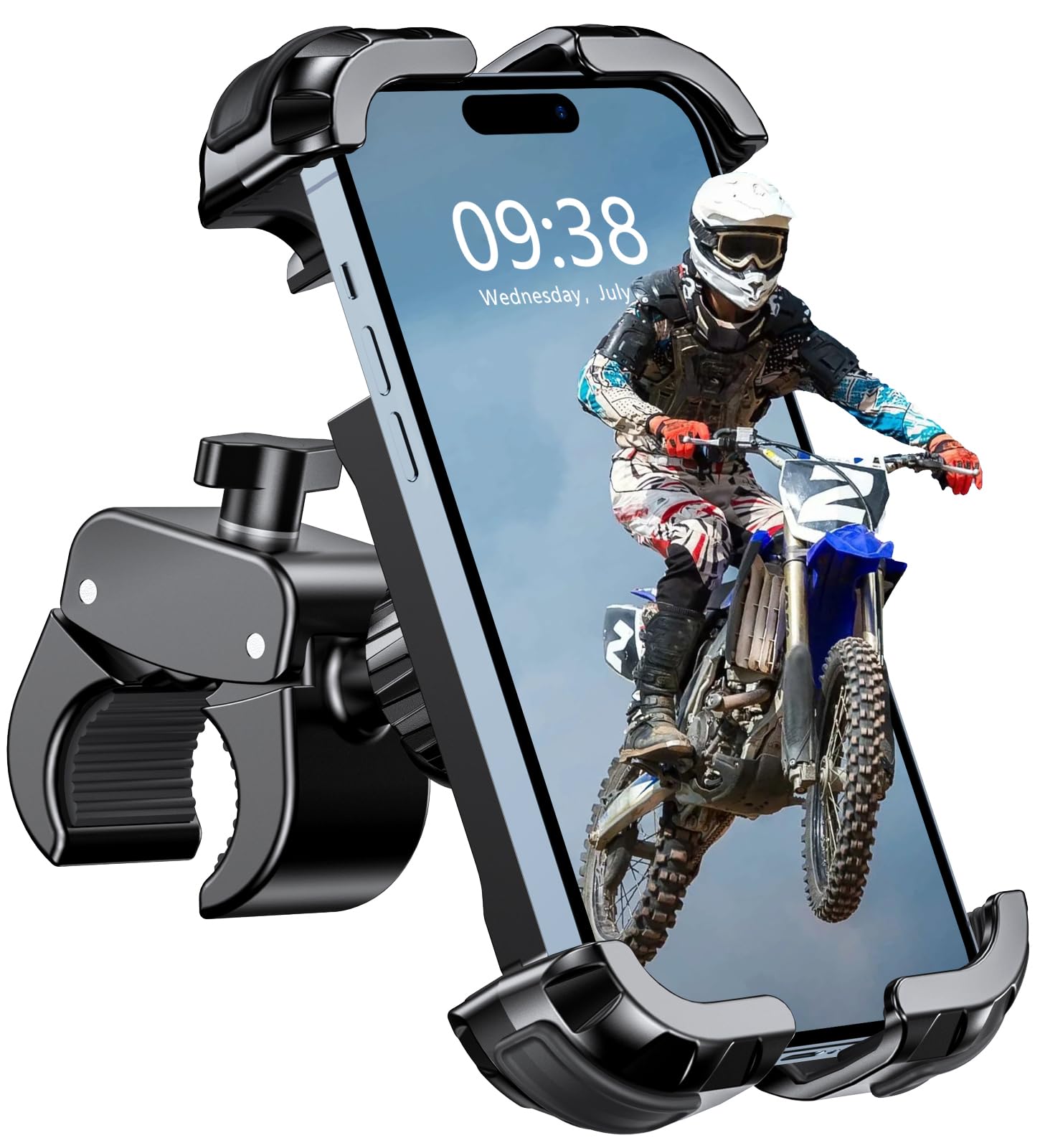 Zewdov Motorcycle Phone Mount, Upgrade Bike Phone Mount [1s Lock][Secure Protection], 360° Rotatable Phone Holder for Mountain Bike/ATV/Scooter Handlebar, Compatible with iPhone/Samsung 4.7-6.8"