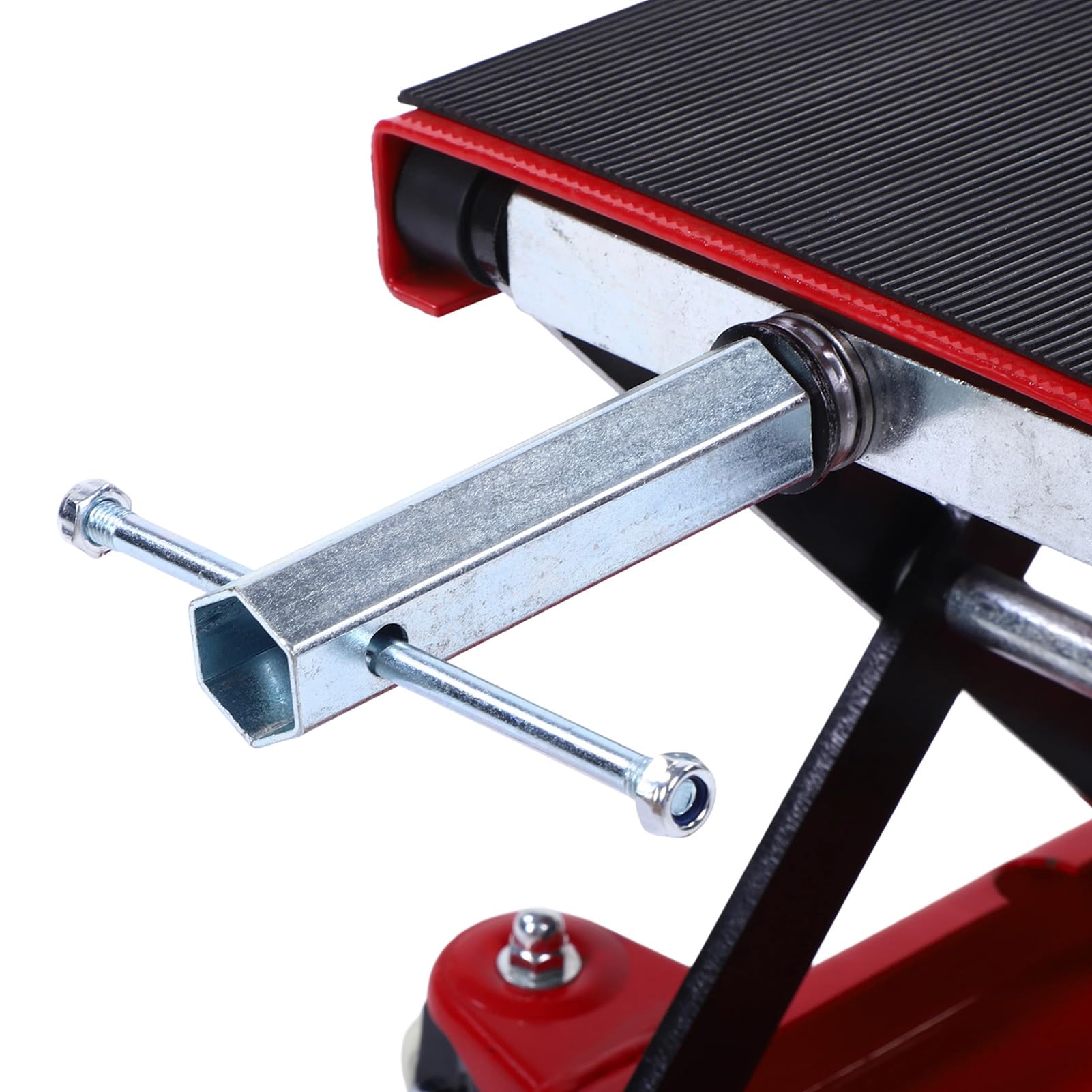 Akozon Gato Tijera para Moto 510kg de Capacidad, Rango de Elevación de 4,3 a 14,7 Pulgadas, Plataforma Ancha con 4 Ruedas para Motos Cruiser, Touring y Callejeras