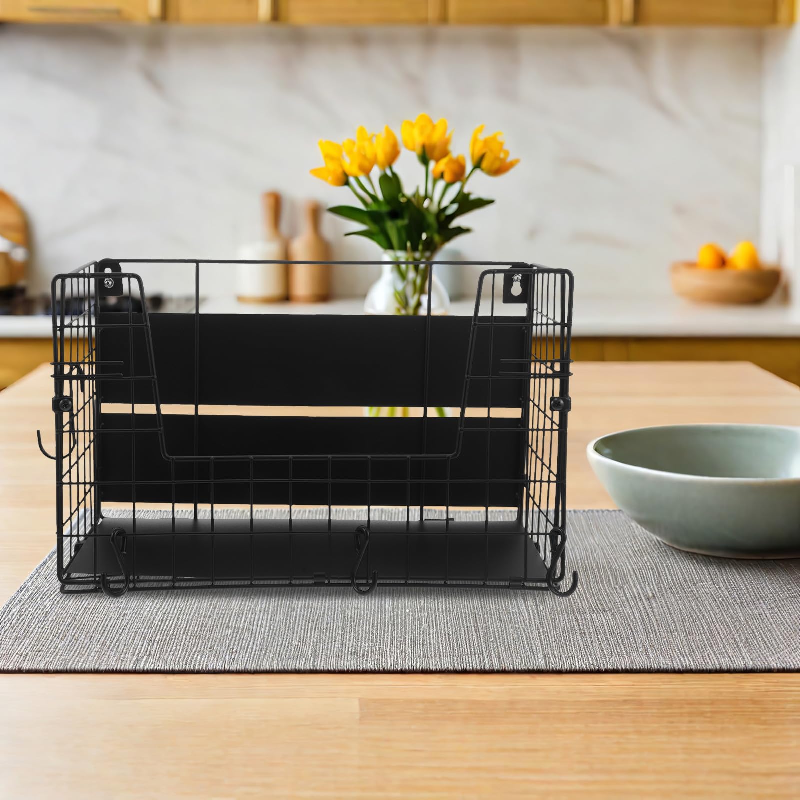 ULTECHNOVO Étagère Magnétique pour Réfrigérateur, Rangement Frigo Magnétique, Noir, Acier au Carbone, pour Oignons et Légumes, Usage Domestique, Facile à Nettoyer