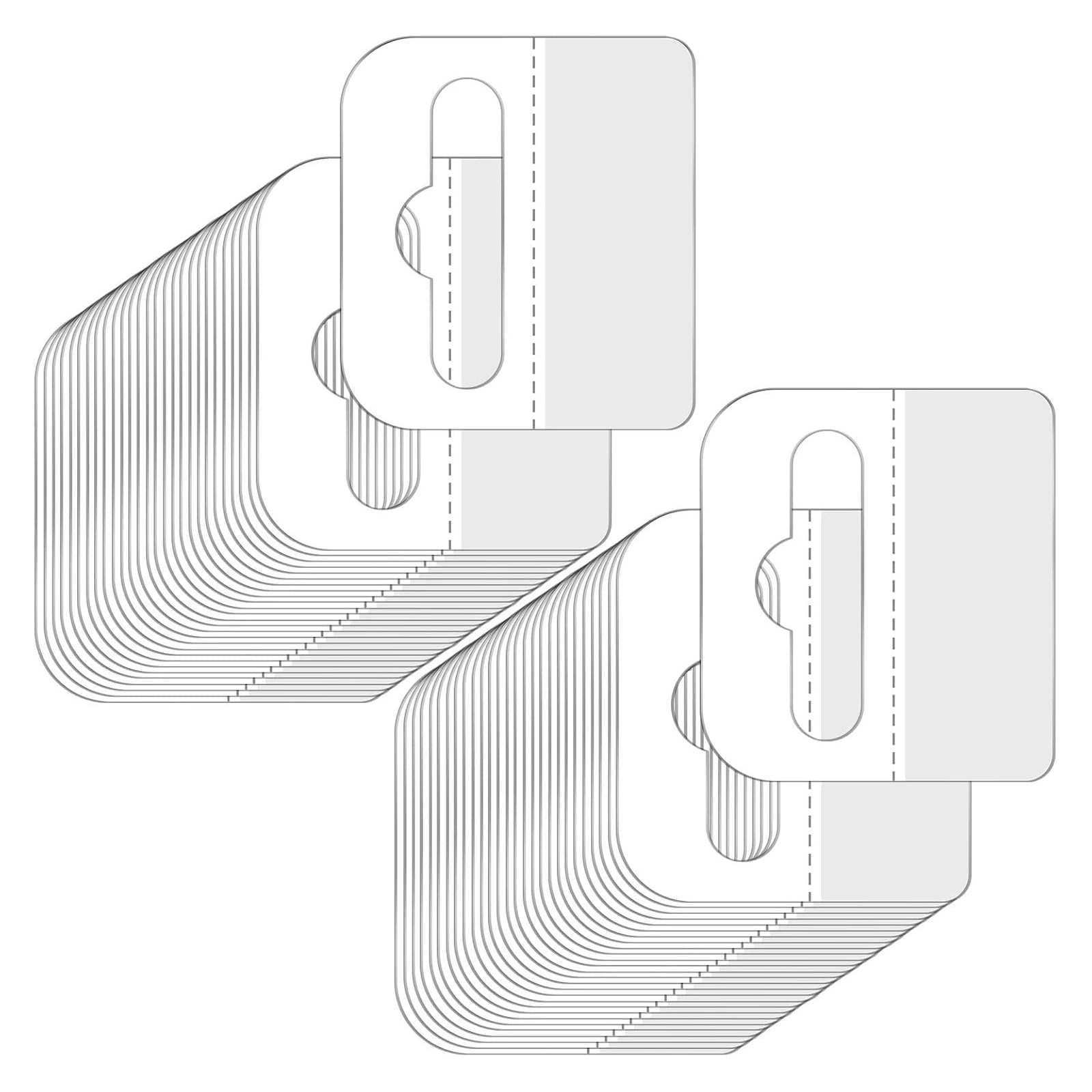 XIOANG 200Pcs PVC Hooks with Strong Adhesive Backing Hanging Label with Slot Hole Removable Clear Sticky Hanging Tabs European Standard Fasteners