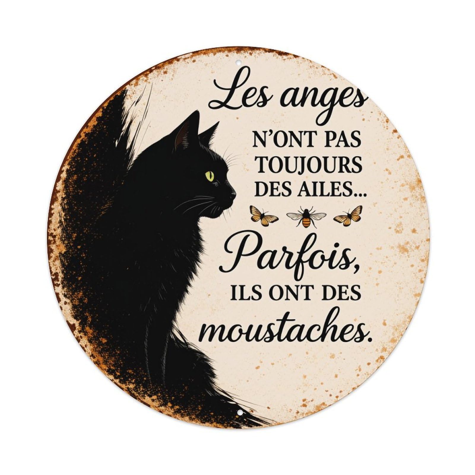 Jdfenggu Vintage Black Cat With Butterflies And Text Retro Metal Tin Sign, Metal Poster For Bar, Home, Man Cave, Kitchen, Laundry Room Art Decor 8X8 Inch