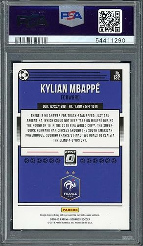 Miniatura 2 de Kylian Mbappe 2018 Panini Donruss Optic Soccer Card #132 Graded PSA 9