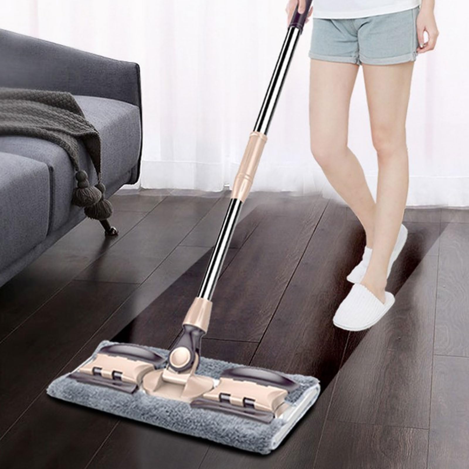 Mopa plana de aluminio ajustable para el hogar de 360 grados, almohadilla de microfibra para quitar el polvo, herramienta perezosa, mango de 133 cm