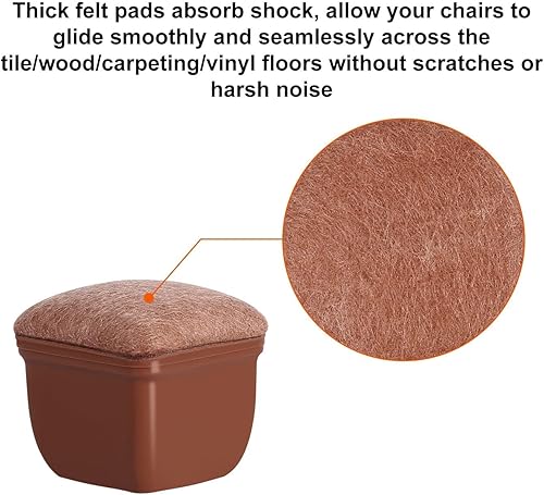 Vista 117 de Ezprotekt 24 protectores cuadrados de suelo para patas de silla con fieltro, fieltro de silicona F para suelos de madera dura, tapas de patas