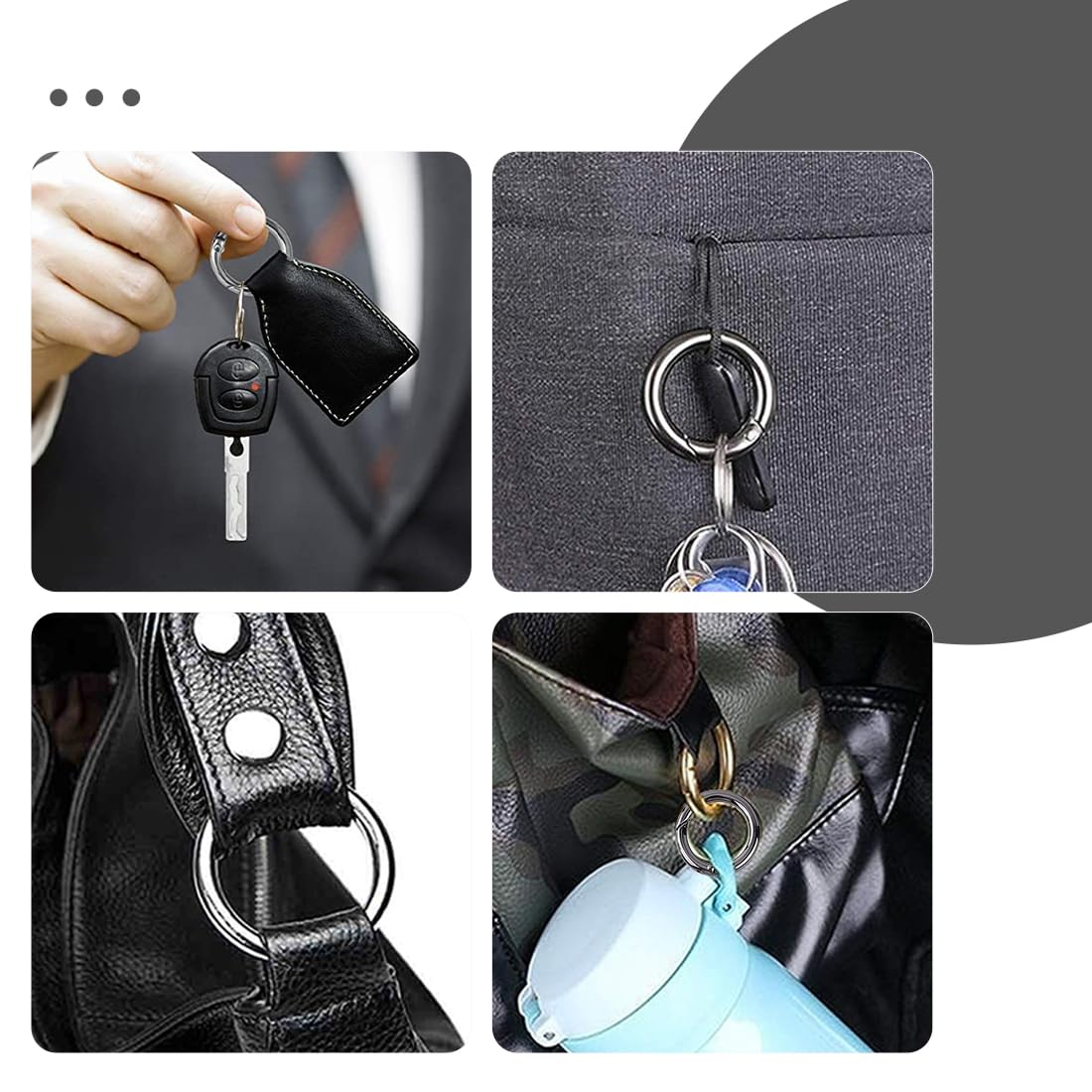 32 Anelli A Molla Per Borse - Moschettoni Rotondi In Lega Di Zinco Per Portachiavi, Zaini E Valigie