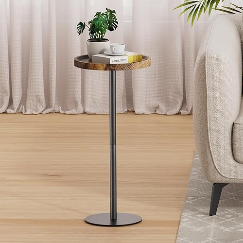 Miniatura 2 de Mesa de bebida, mesa de pedestal pequeña, mesa auxiliar redonda pequeña para sala de estar, dormitorio, baño