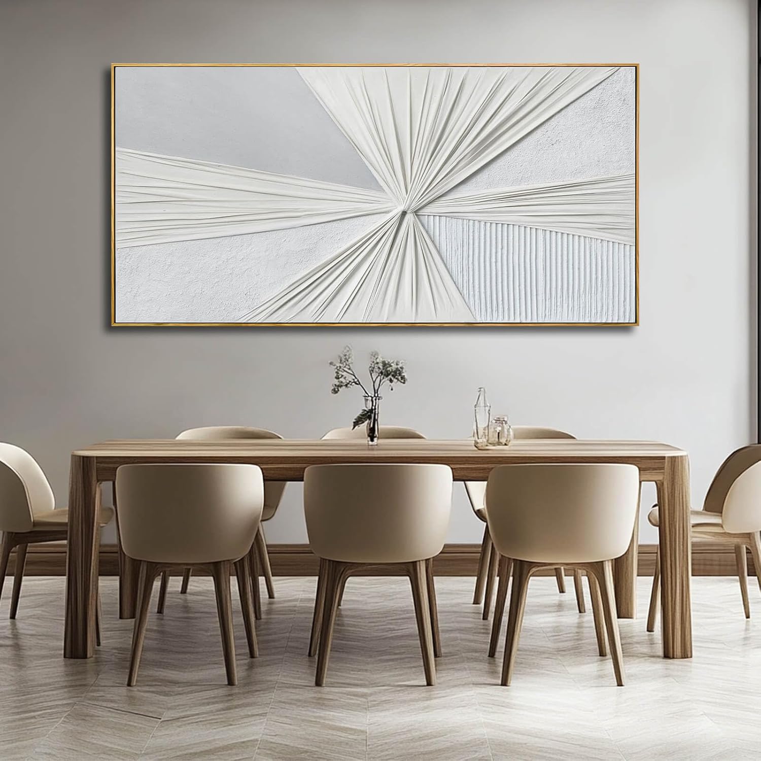 LEVERUP Large Abstract Wall Art White Wall Decorations for Living Room Office Hotel Modern Artwork Home Decor 29x58 Inches Ready to Hang